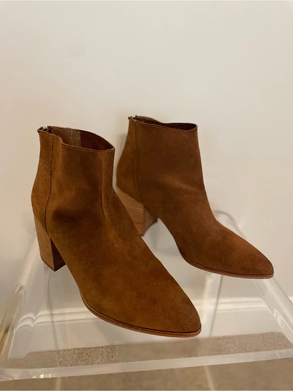 Steve Madden Women’s Cognac Brown Suede Pointed-Toe Ankle Boots Size 10